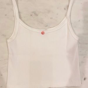 Brandy Melville White Tank with Flower